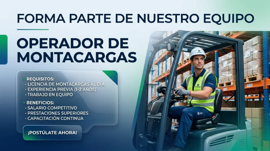 Operador de montacargas en almacén